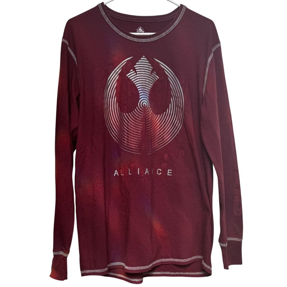 STAR WARS Rebel Alliance Logo Maroon Long Sleeve T-Shirt Cotton Bl. Men's size L